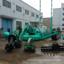 Amphibious multipurpose dredger with functions for suction dredging / pilling / excavating / raking